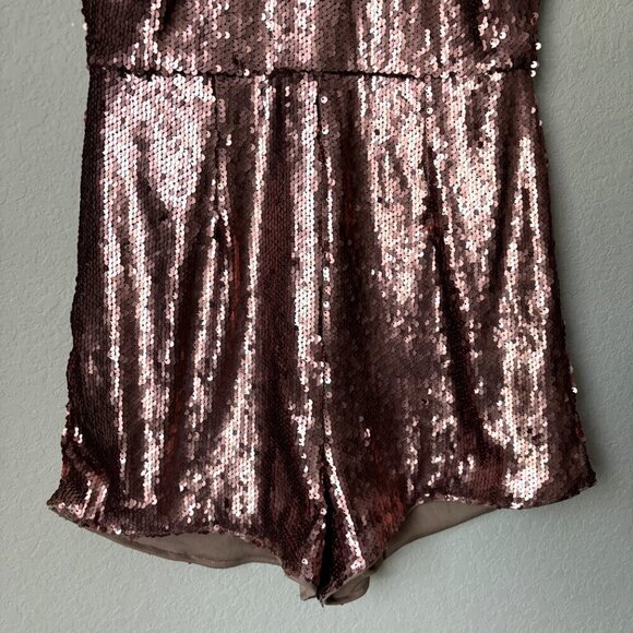 Lulu's Steppin' Out Halter Neck Matte Copper Sequin Romper - Picture 7 of 14